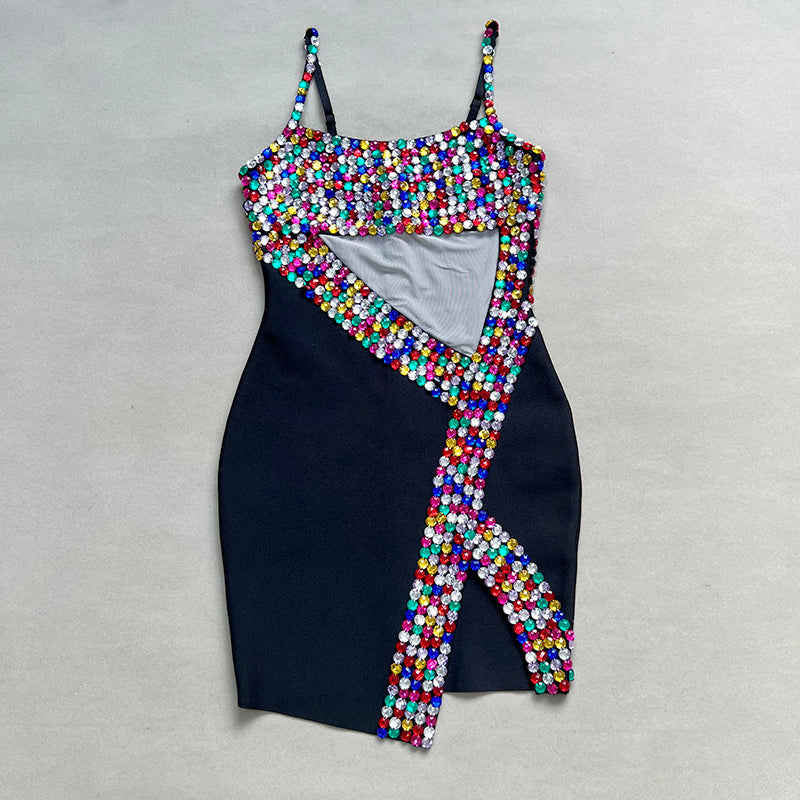 Embellished Cut Out Dress Black HV1211