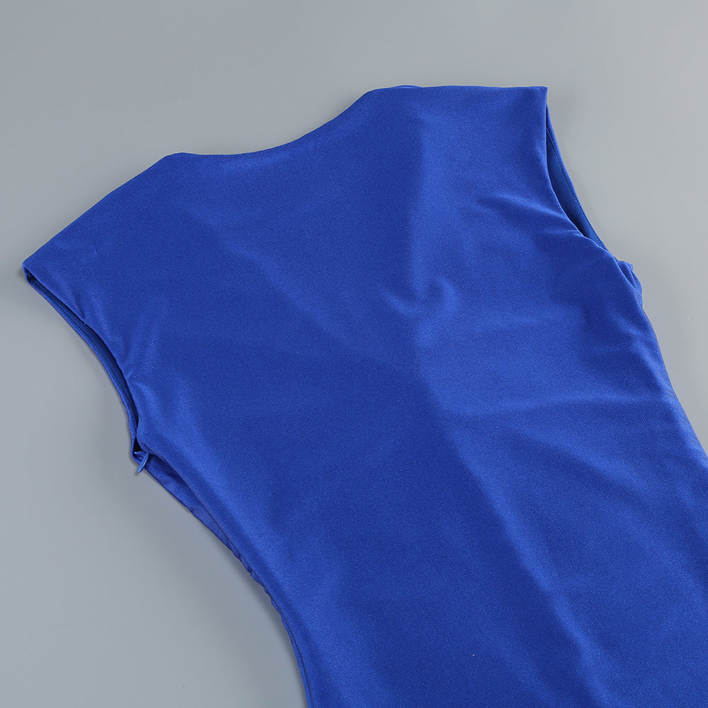 Crystal Detail Ruched Maxi Dress Blue HV2244