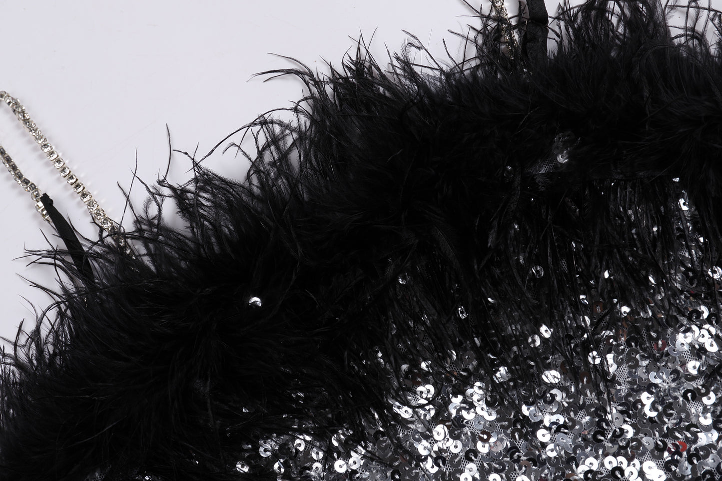 Feather Detail Sequin Midi Dress Pink White