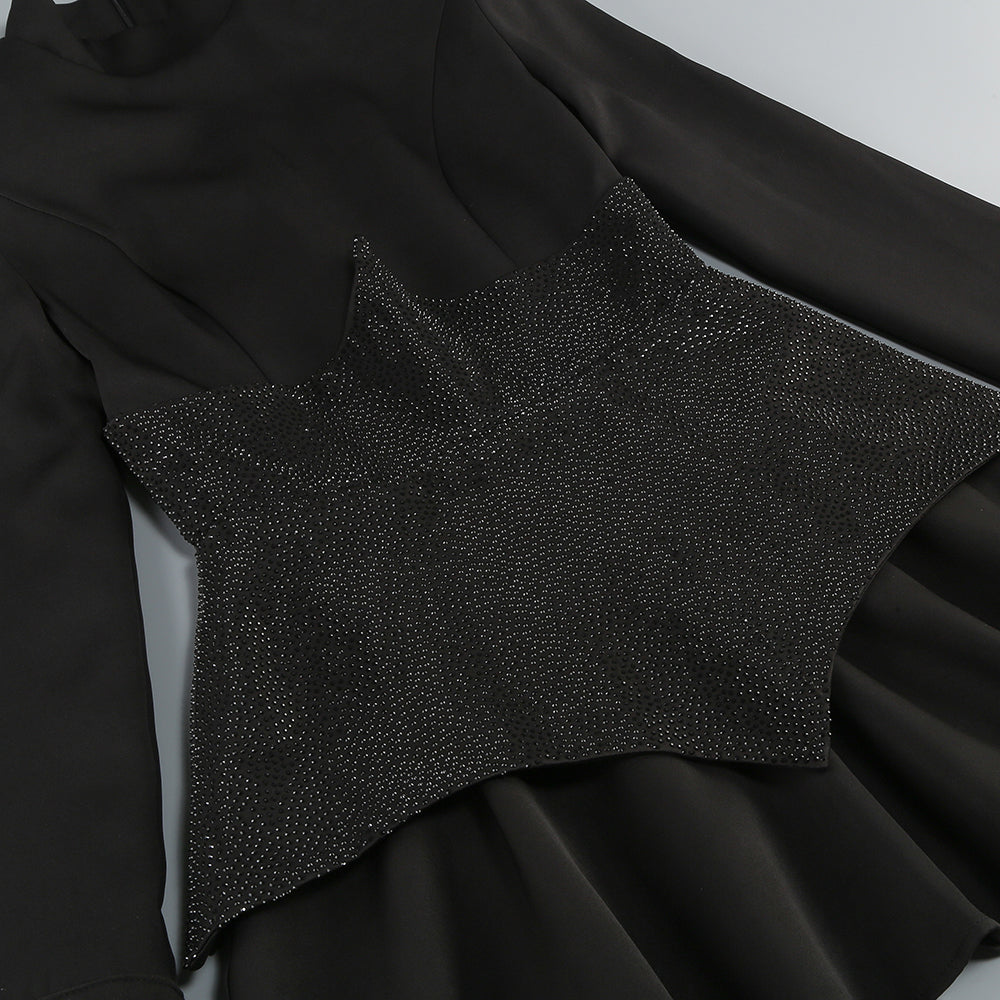Long Sleeve Sparkly Corset A Line Dress HV1384