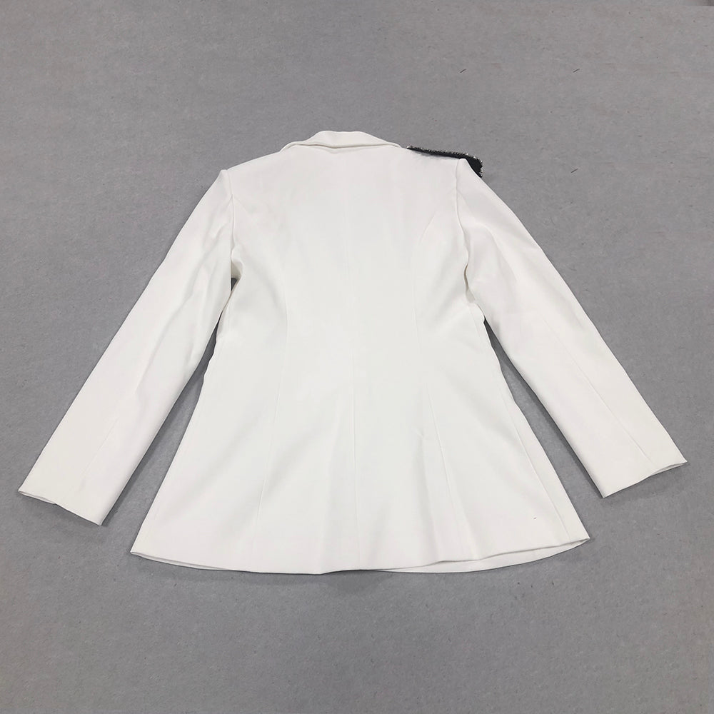 Long Sleeve Floral Detail Blazer White HV1354