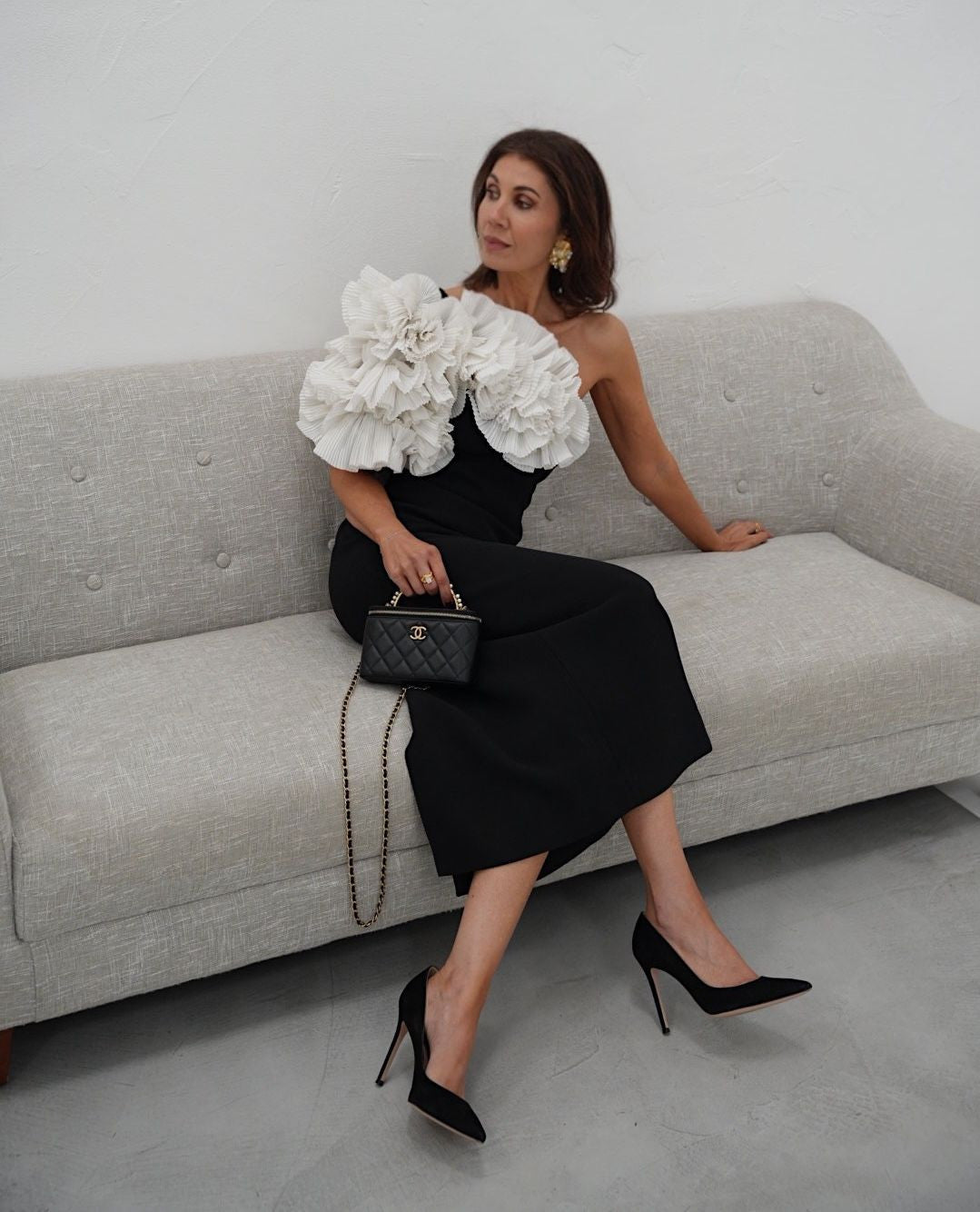 One Shoulder Ruffle Detail Maxi