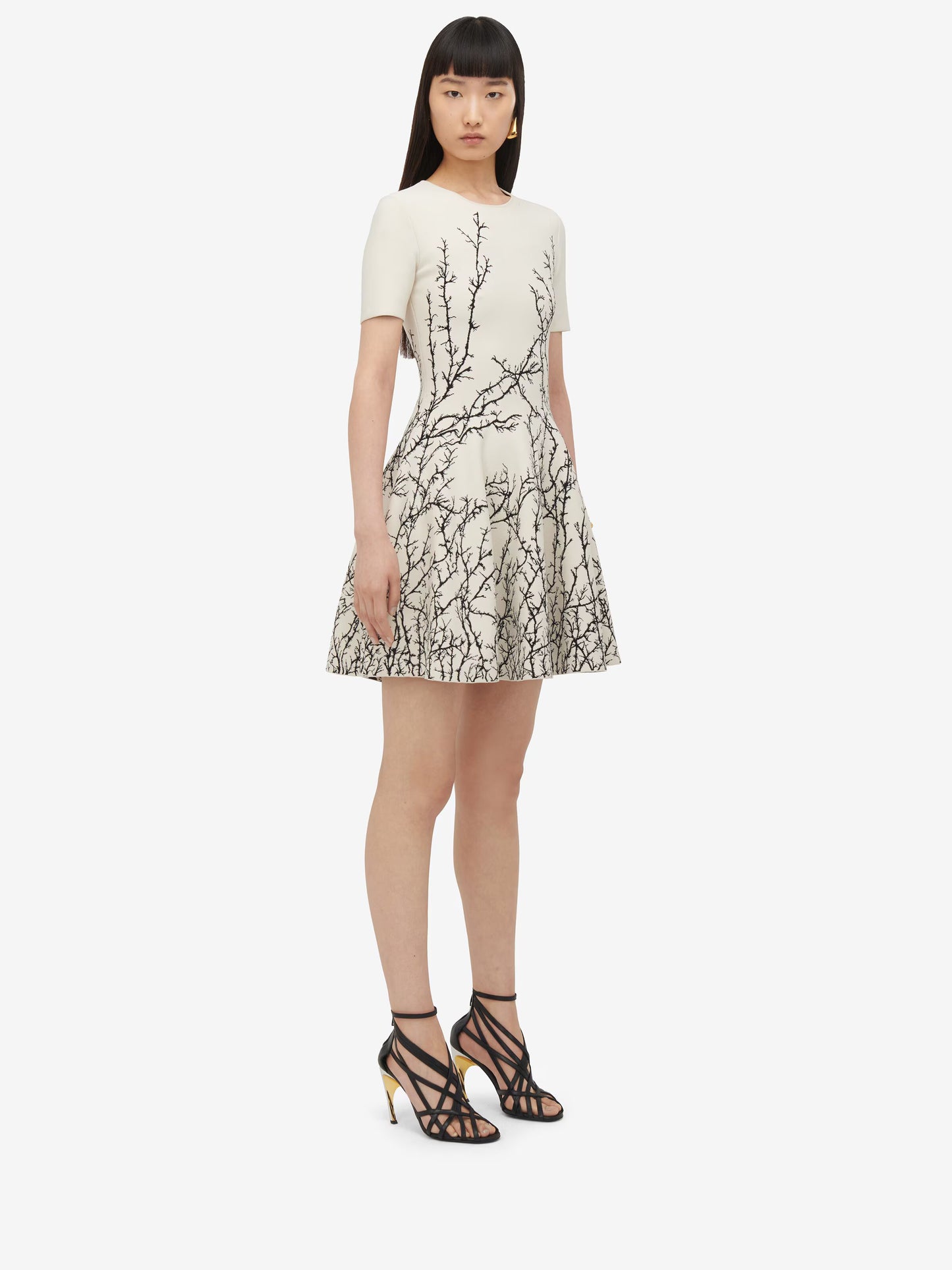 Short Sleeve A Line Dress White HV1576