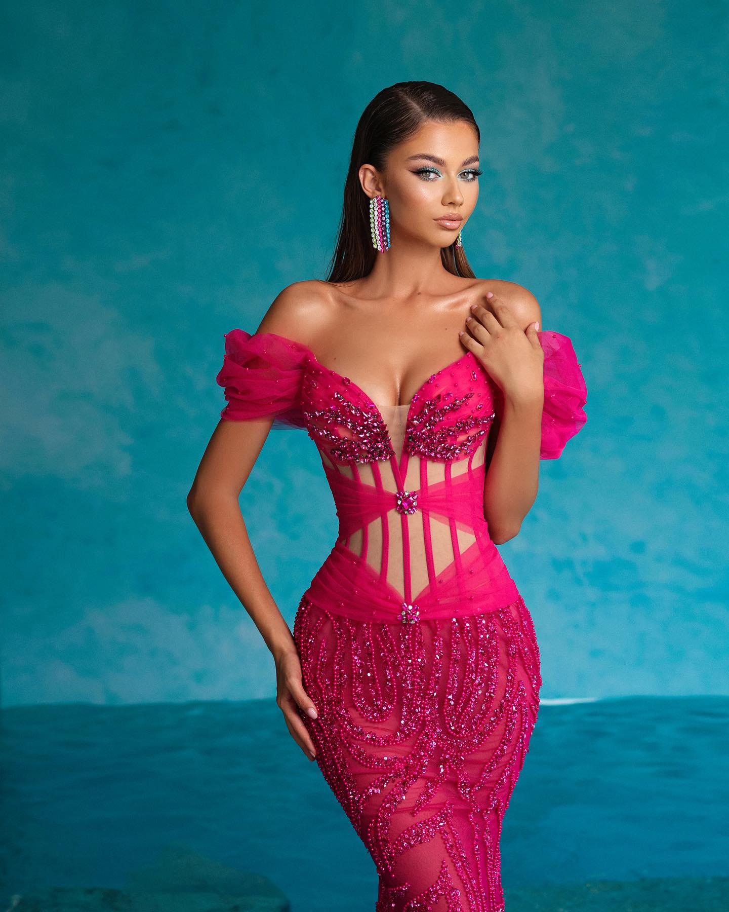 Bardot Sequin Maxi Dress Hot Pink HV1440