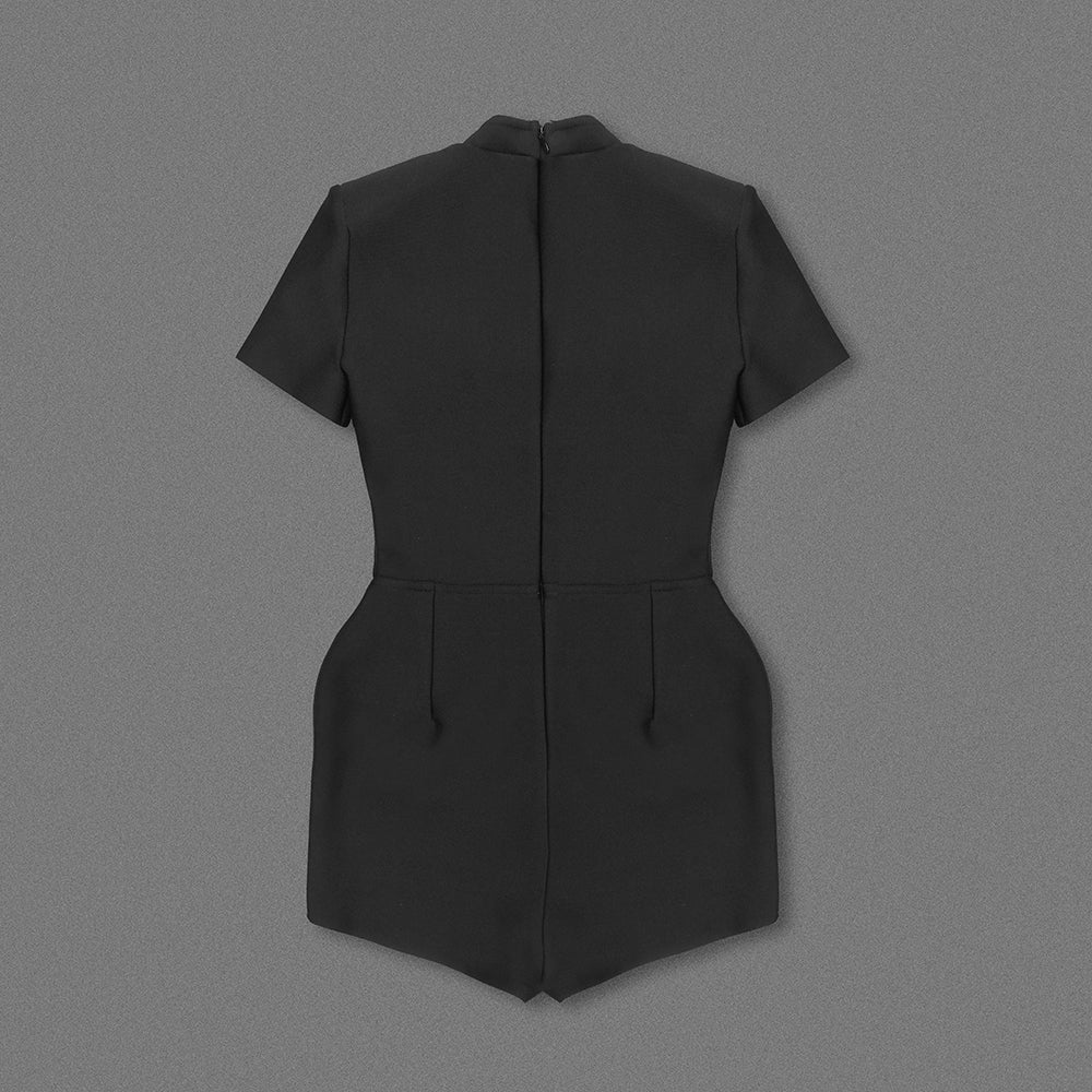 Short Sleeve Bustier Romper Black HV1479