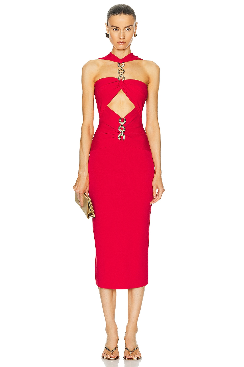 Halter Chain Detail Midi Dress HV1391