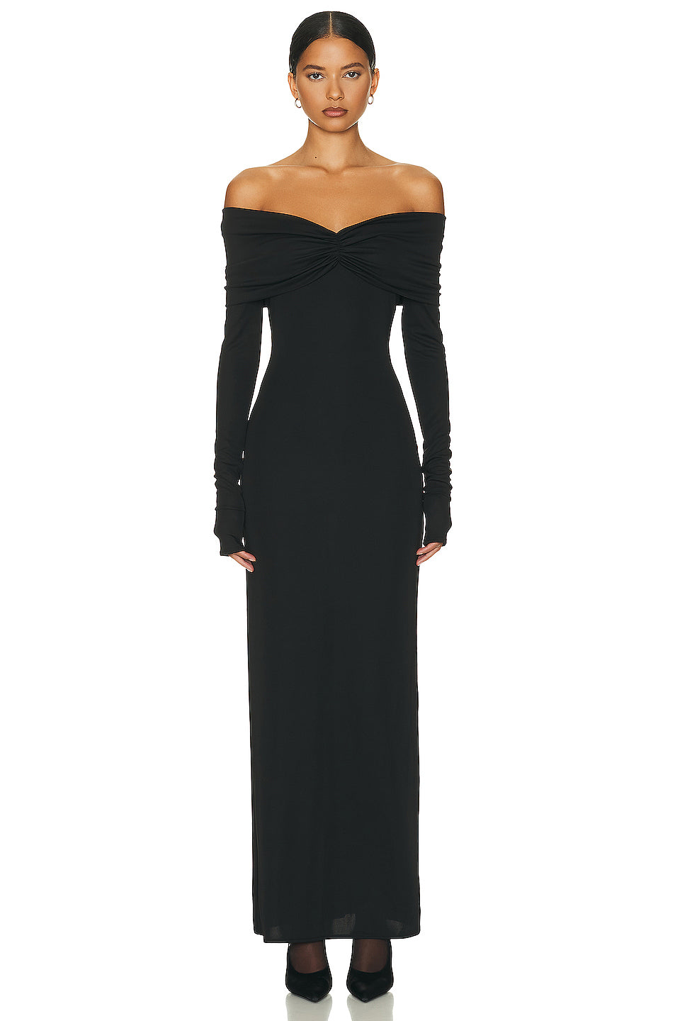 Long Sleeve Off The Shoulder Maxi Dress HV1060