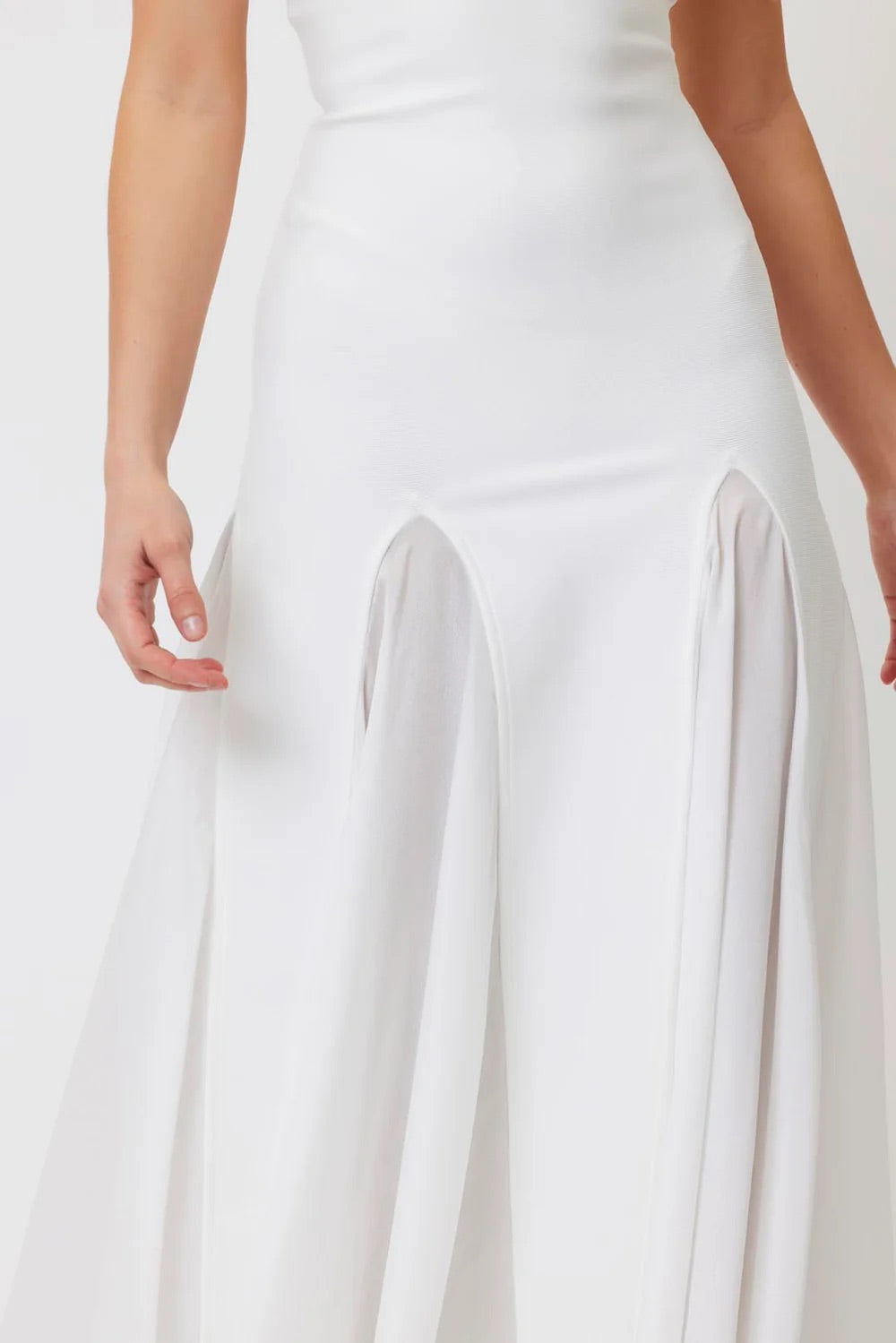 Strapless Mesh Insert A Line Maxi Dress HV1962