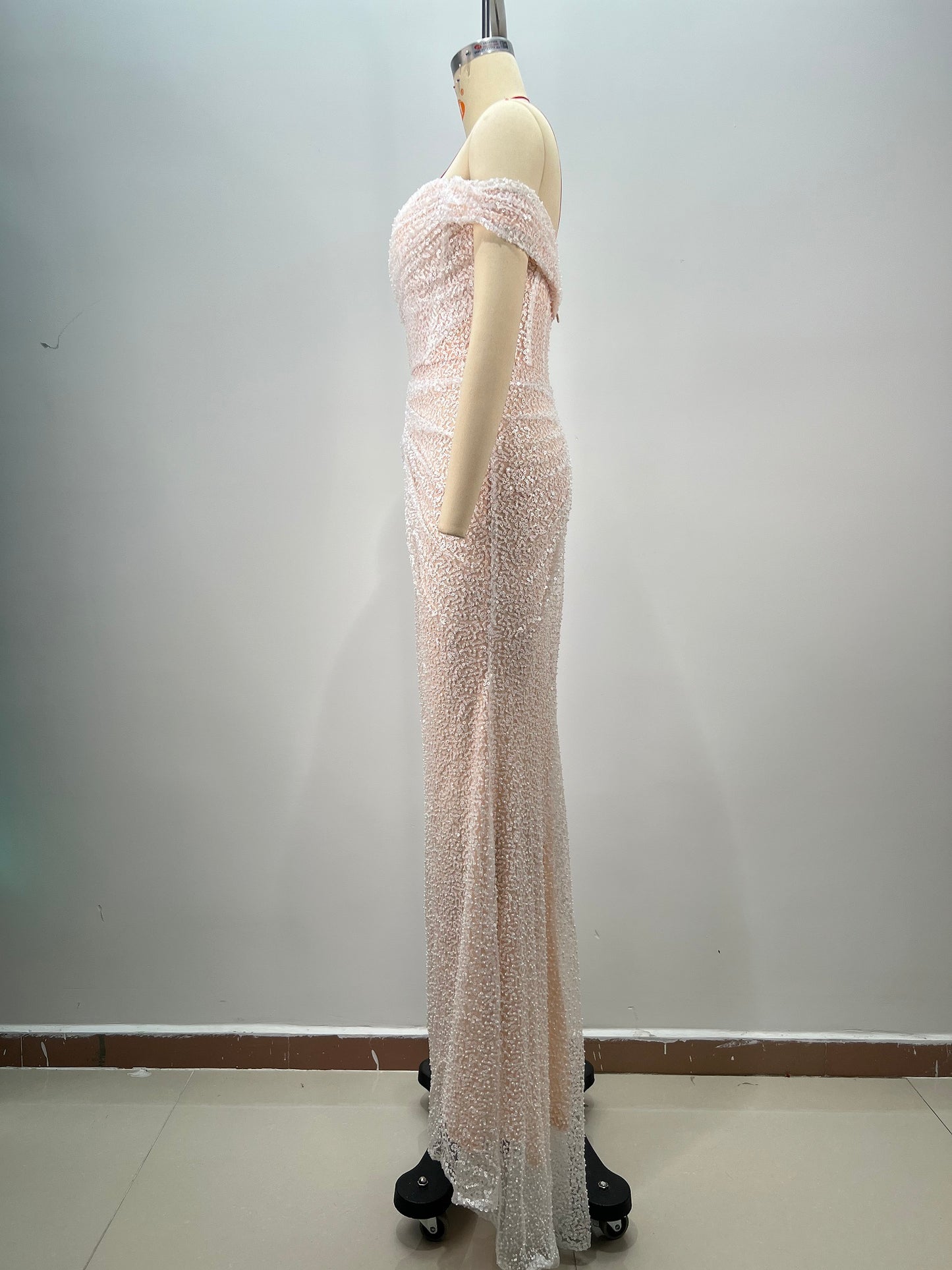 Bardot Sequin Draped Maxi Dress White HV1742