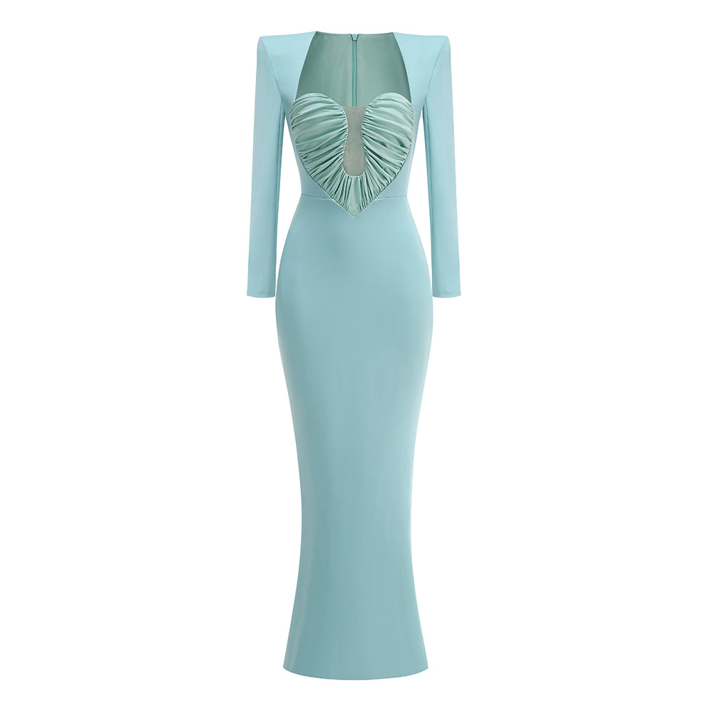 Long Sleeve Draped Bustier Maxi Dress HV1991