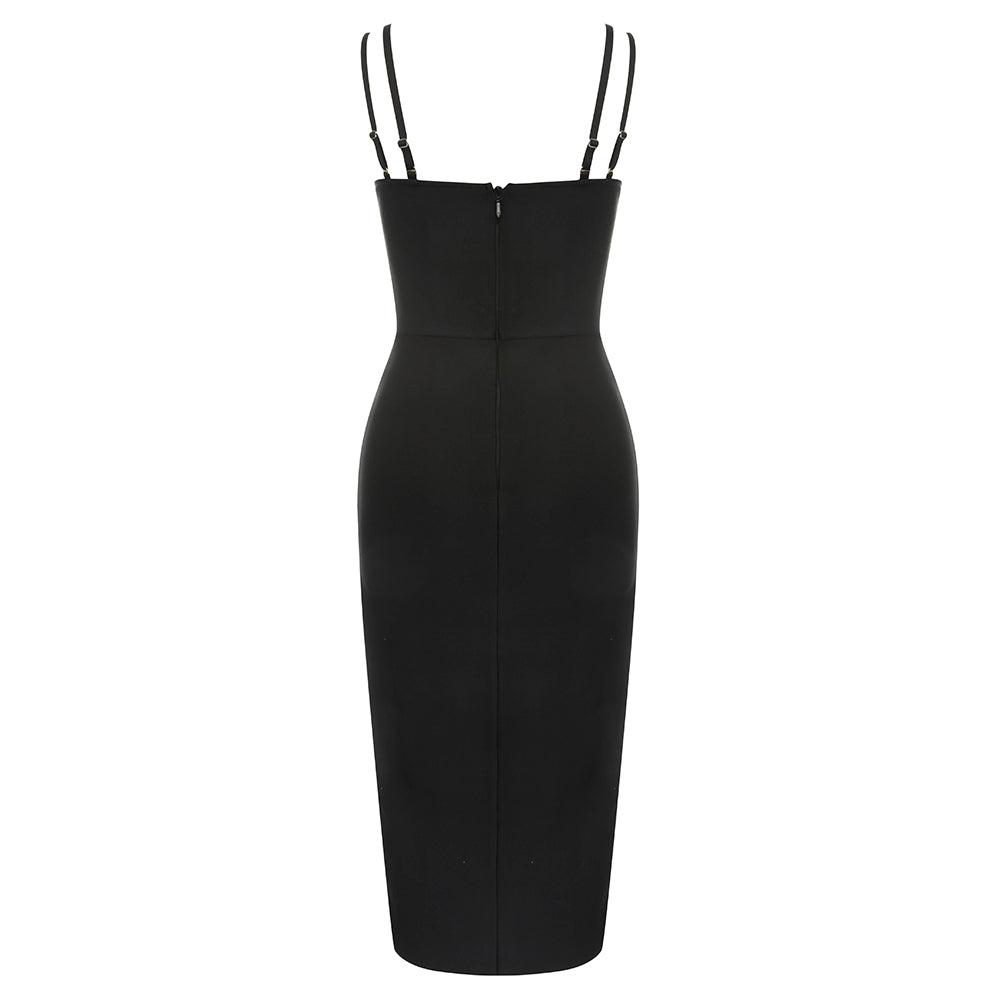 Crystal Bustier Midi Dress Black HV9561