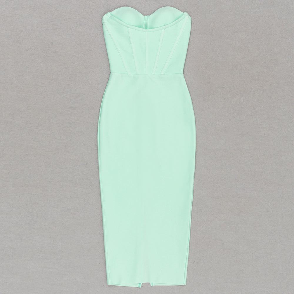 Strapless Structured Midi Dress Green HV9421