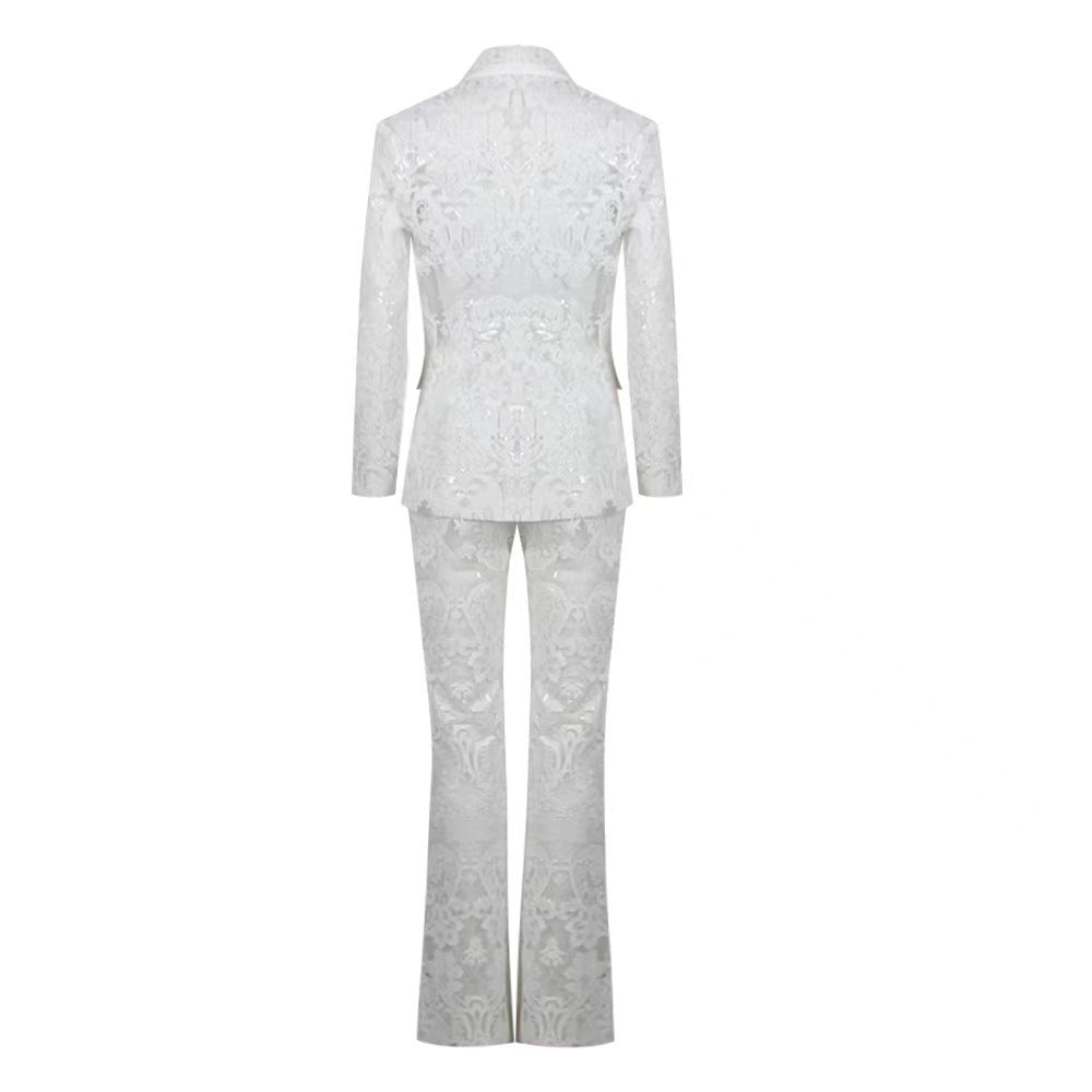 Long Sleeve Sequin Lace Suit HV9305