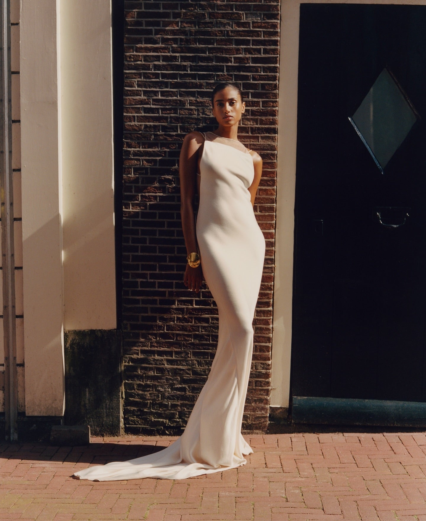 Mesh Insert Maxi Dress White HV1919
