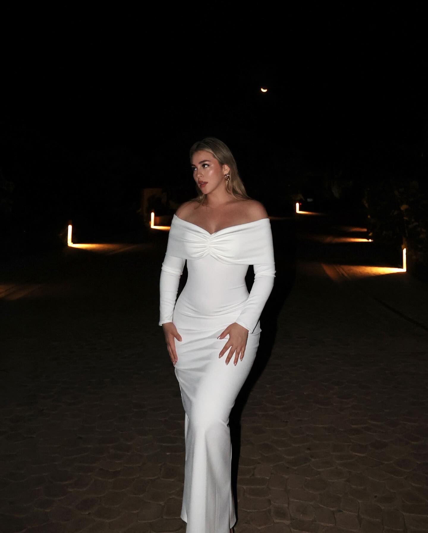 Long Sleeve Off The Shoulder Maxi Dress HV1060