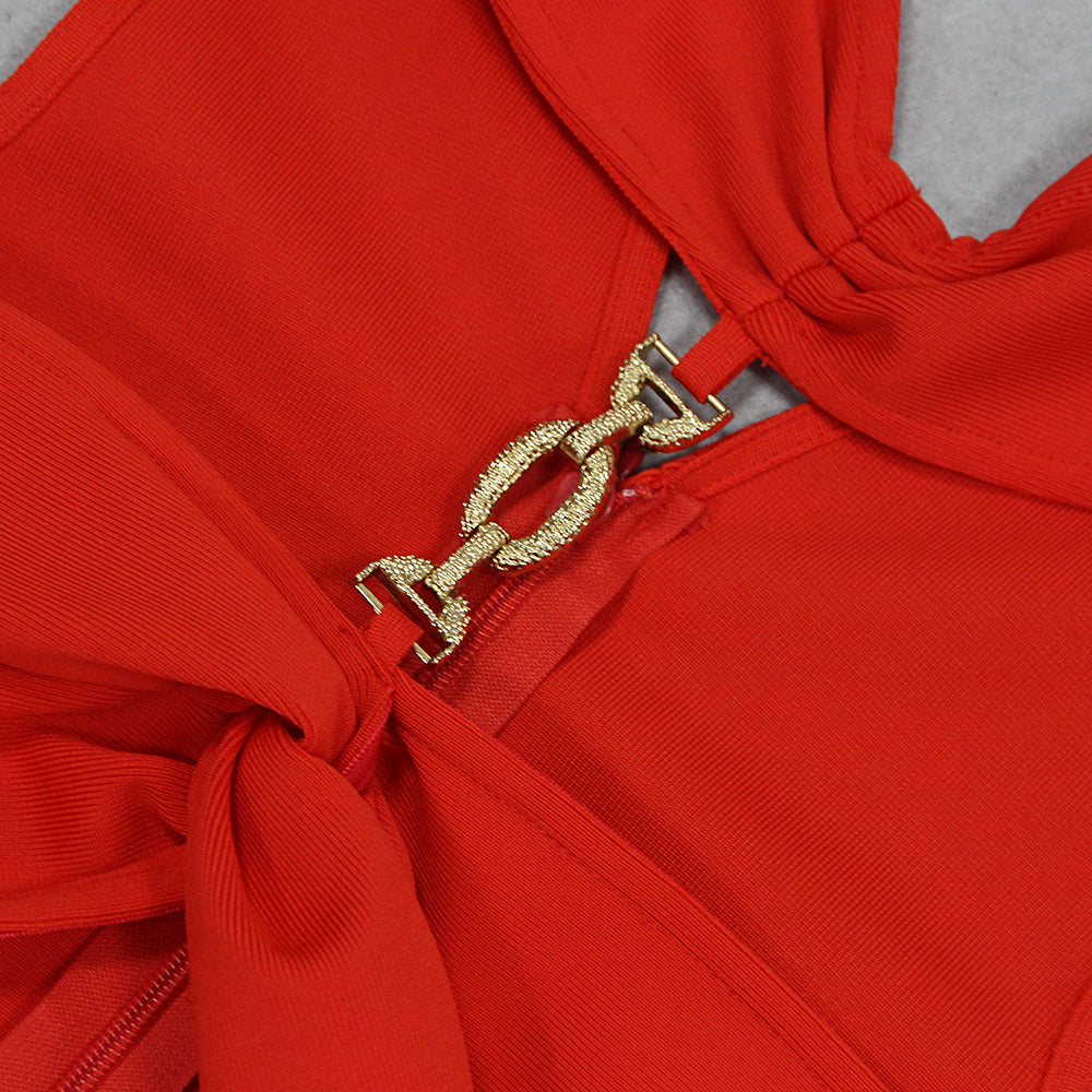 Halter Chain Detail Midi Dress HV1391