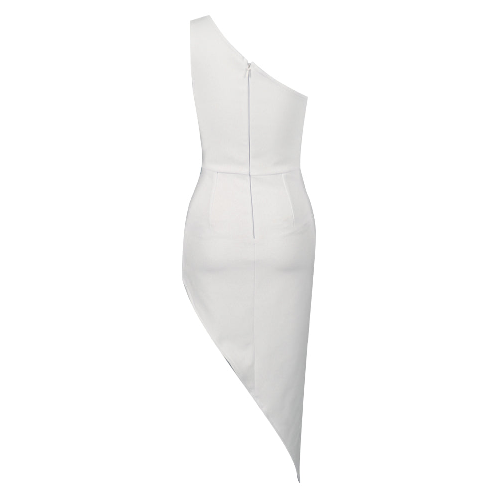 One Shoulder Embellished Maxi Dress White HV9265