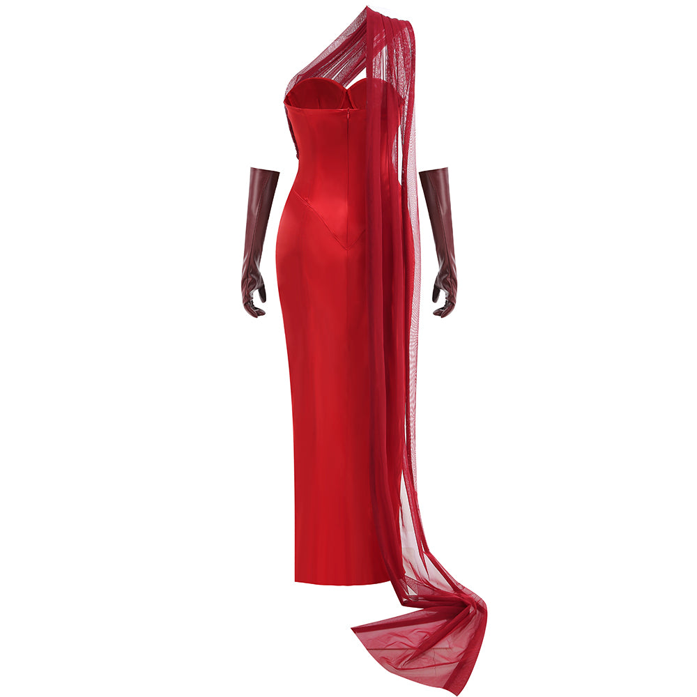 Strapless Bustier Maxi Dress Red HV2088