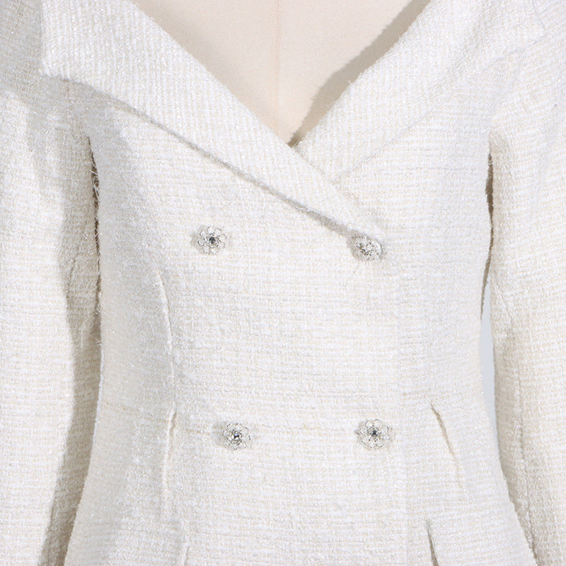 Long Sleeve Blazer Dress Ivory