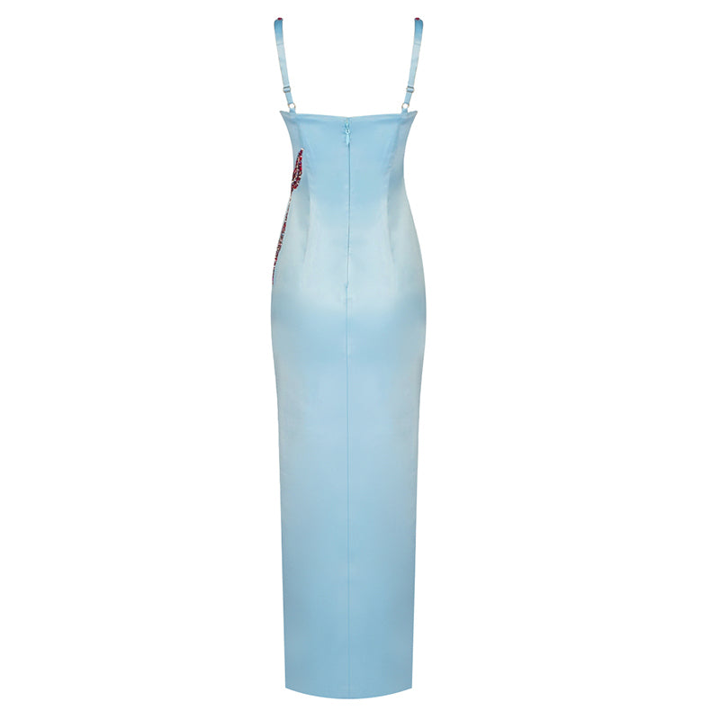 Crystal Bustier Starfish Detail Maxi Dress Blue HV7767
