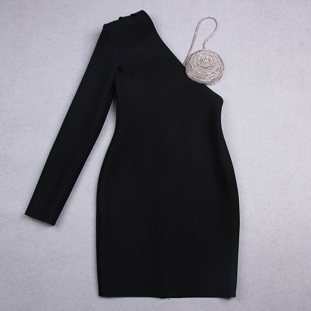 Long Sleeve Rhinestone Bustier Dress HV8724