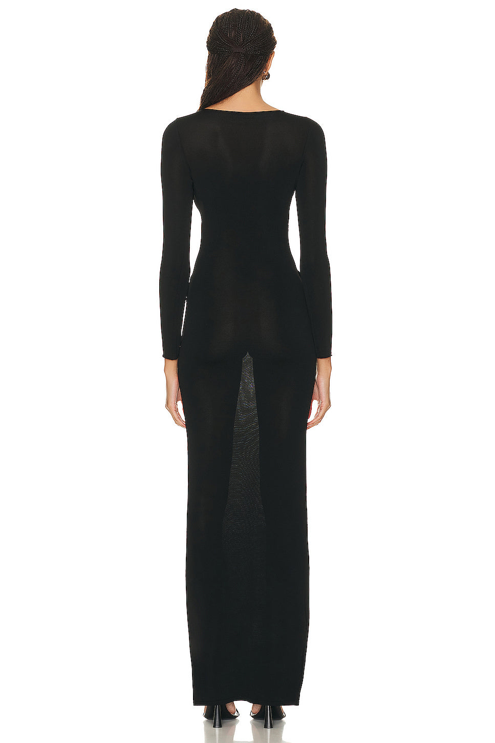 Long Sleeve Butterfly Cut Out Maxi Dress Black HV1067