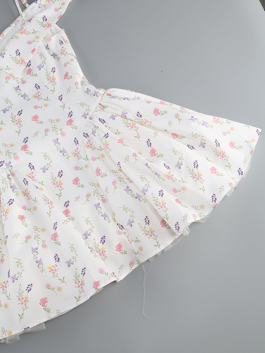 Floral Bardot A Line Dress White HV1257