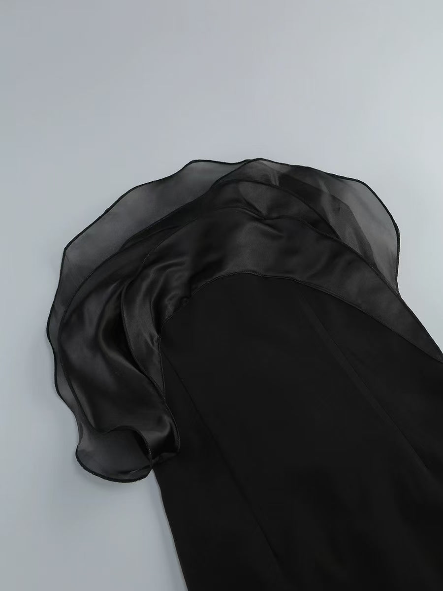 Strapless Petals Maxi Dress Black