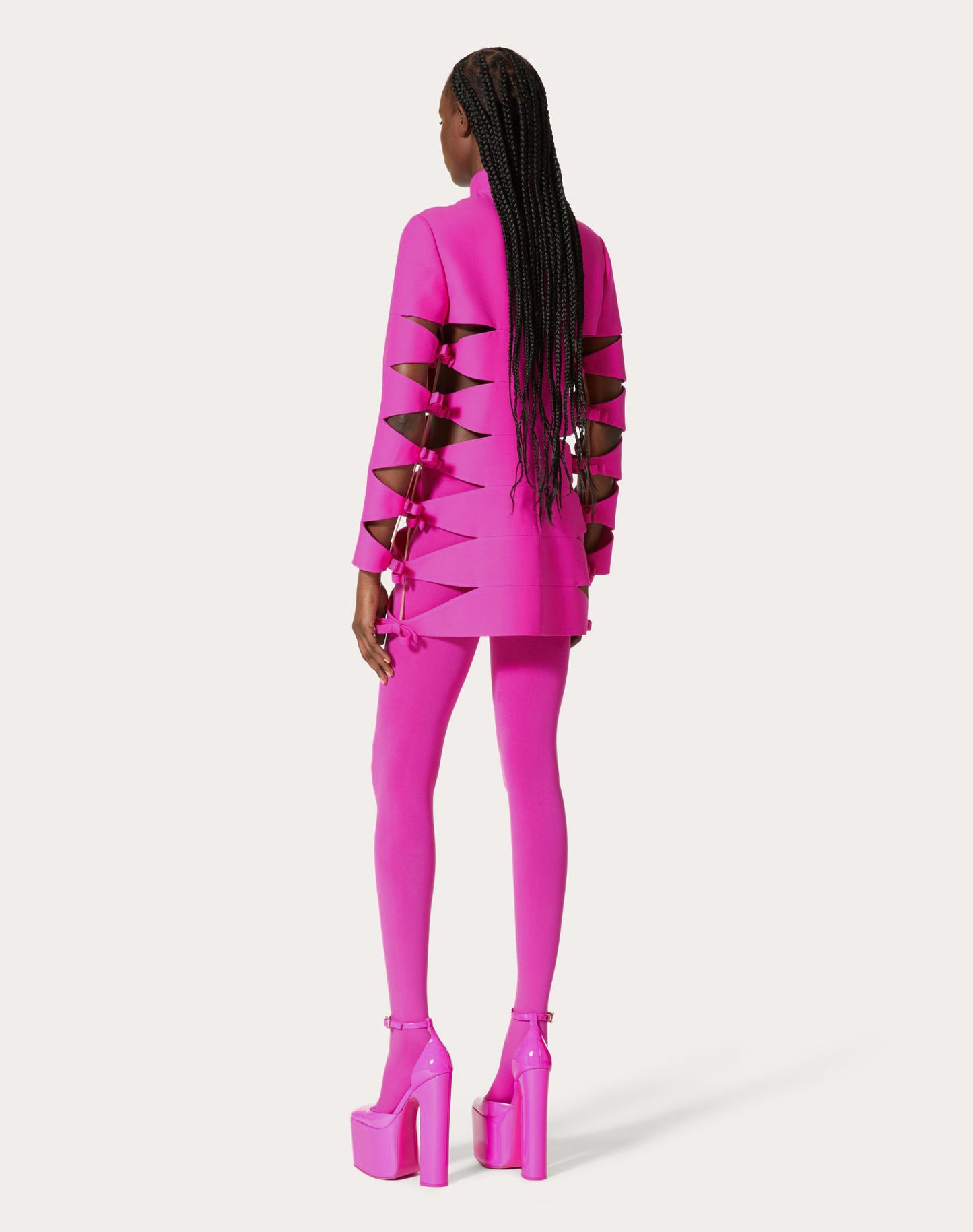 Long Sleeve Side Cut Out Dress Hot Pink HV9160
