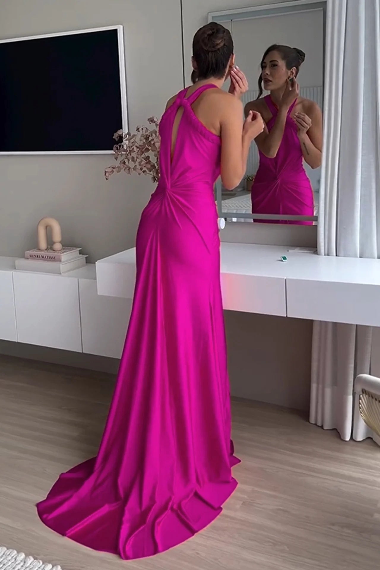 Halter Braided Draped Maxi Dress HV1380