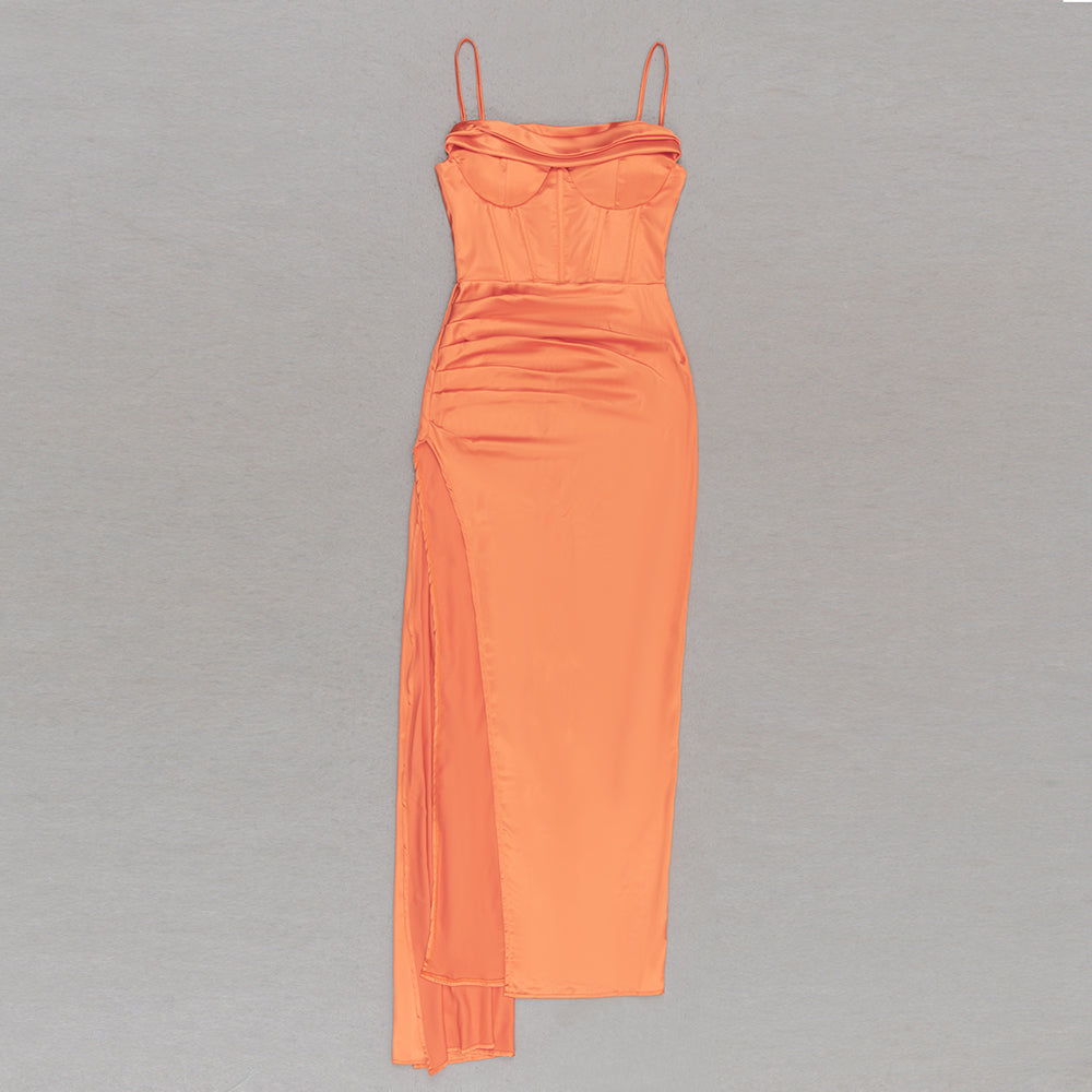 Draped Corset Maxi Dress Orange HV9438