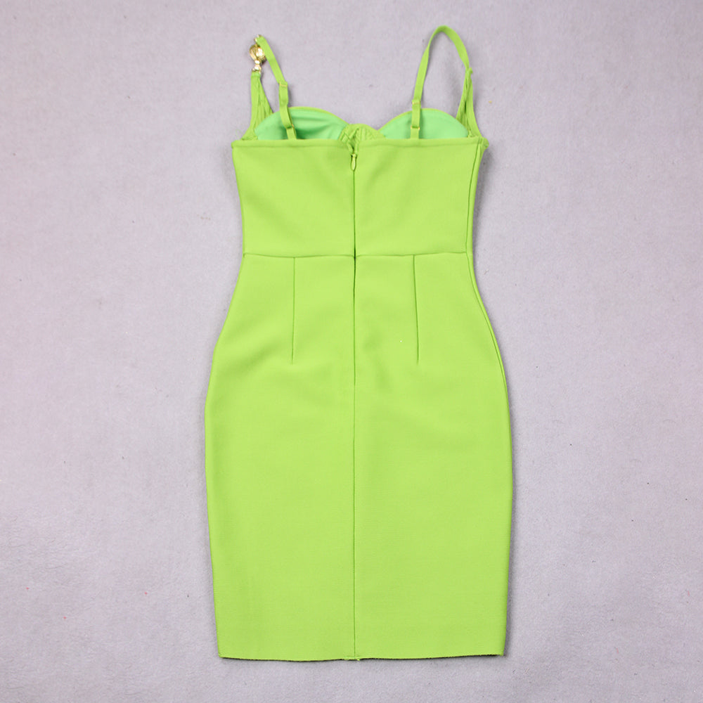 Ribbed Bustier Structured Dress Hot Pink HV8928B