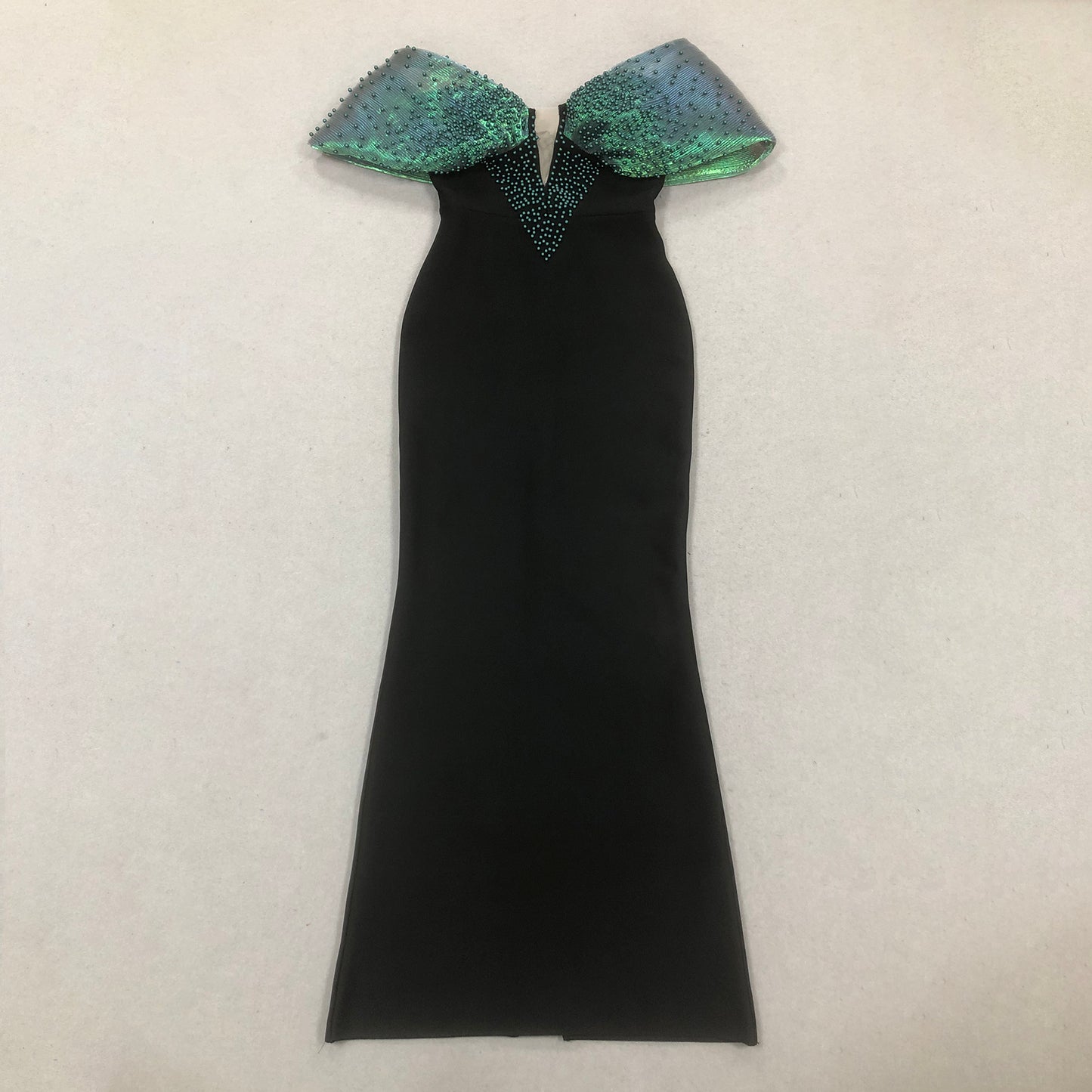 Bardot Embellished Maxi Dress Green Black