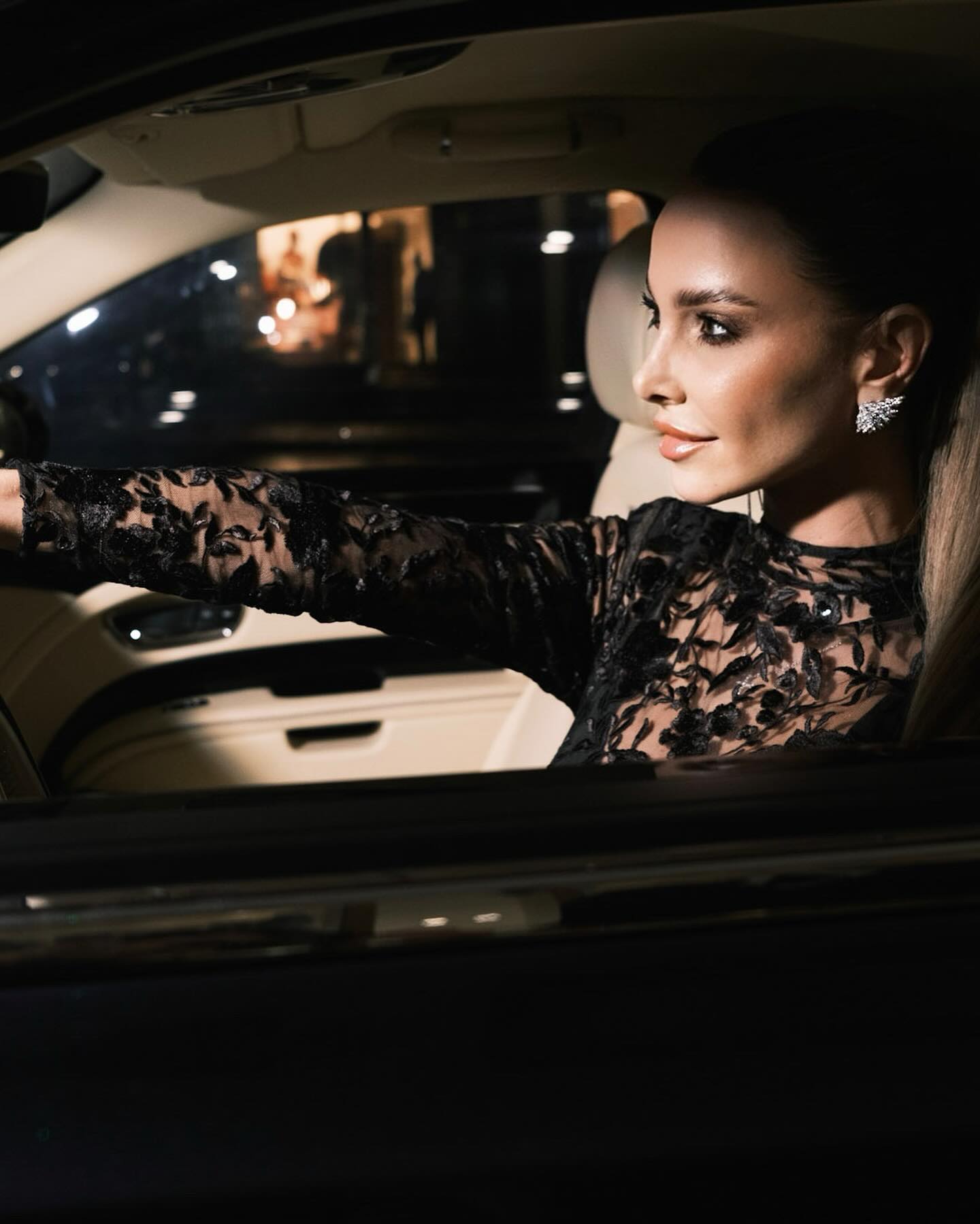 Long Sleeve Lace Sequin Jumpsuit Black HV1135
