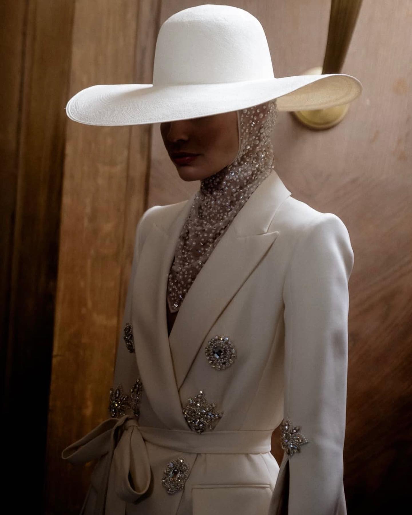 Long Sleeve Crystal Detail Blazer White HV9765