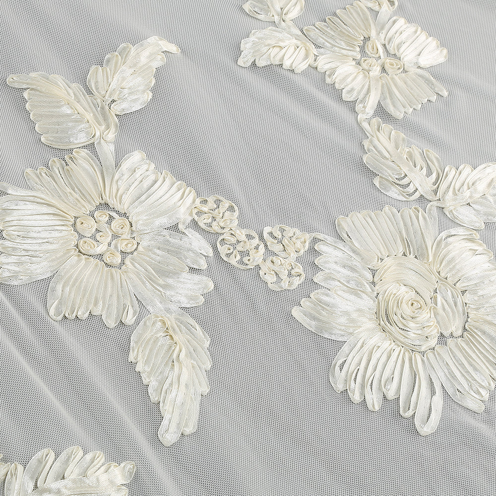 Strapless Floral Tail Maxi Dress Ivory HV1408