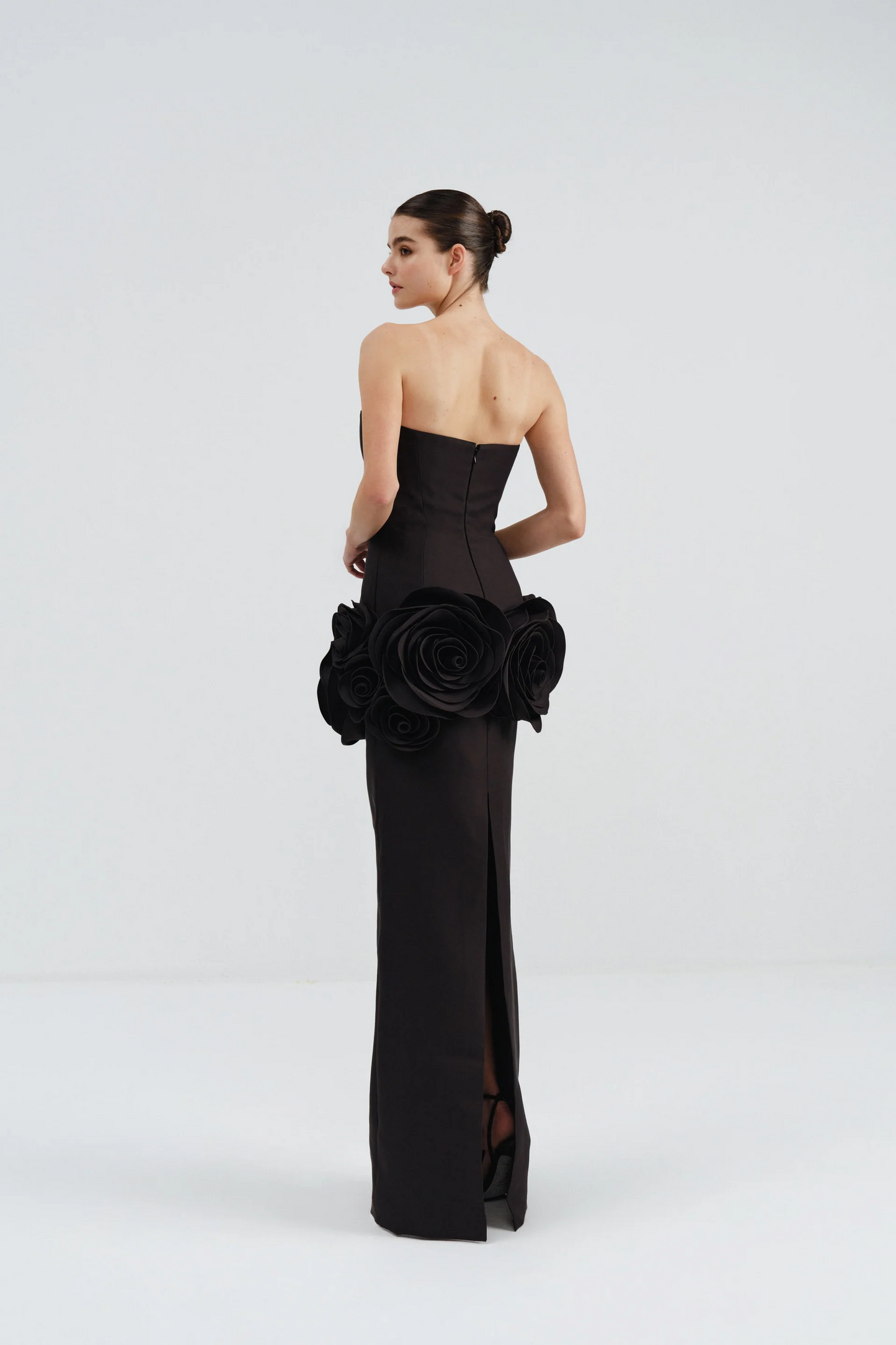Strapless Floral Detail Maxi Dress