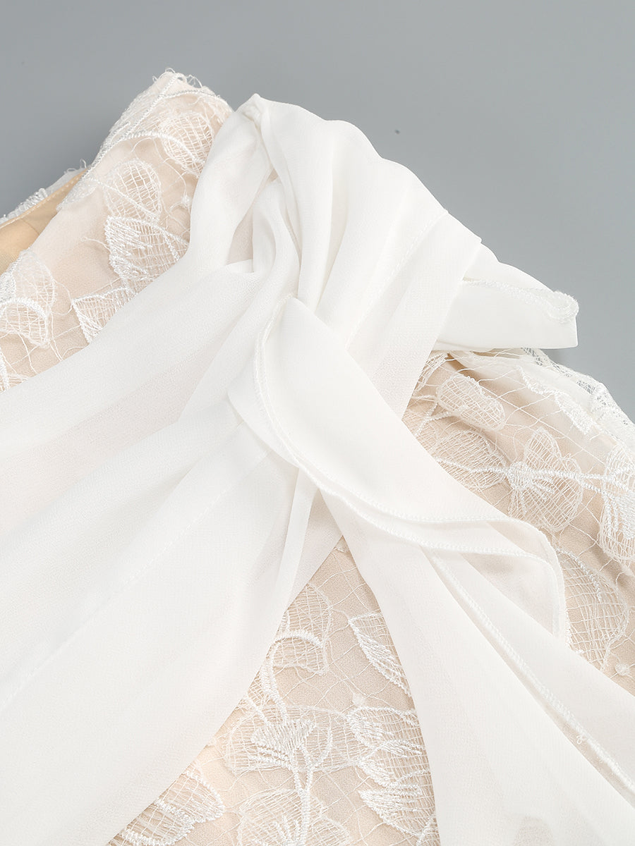 Strapless Lace Corset Two Piece Dress Ivory