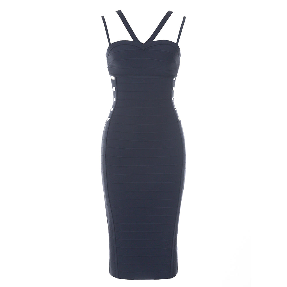 Side Cut Out Midi Dress Navy HV9351