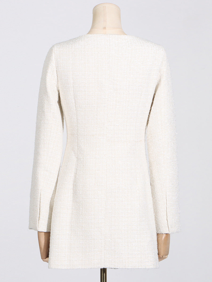 Long Sleeve Blazer Dress Ivory