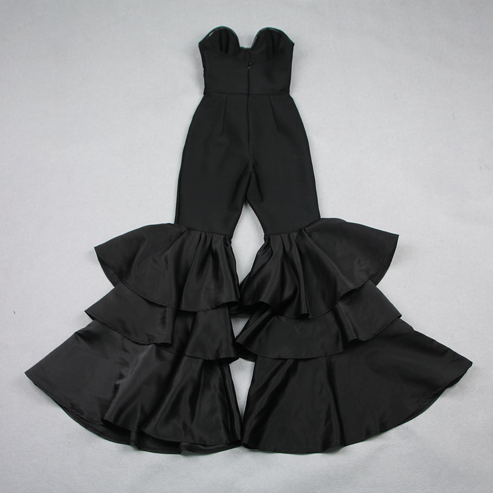 Strapless Ruffle Detail Jumpsuit Black HV9876