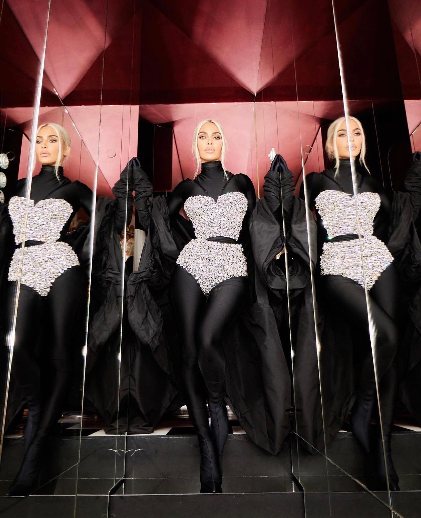 Long Sleeve Crystal Three Piece Jumpsuit HV1341