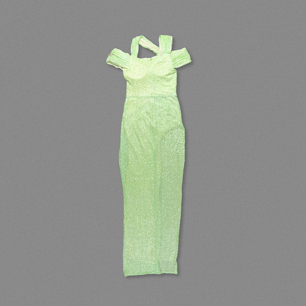 Draped Sequin Maxi Dress Green HV2091