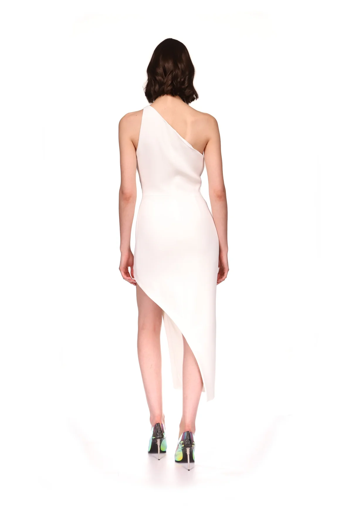 One Shoulder Embellished Maxi Dress White HV9265