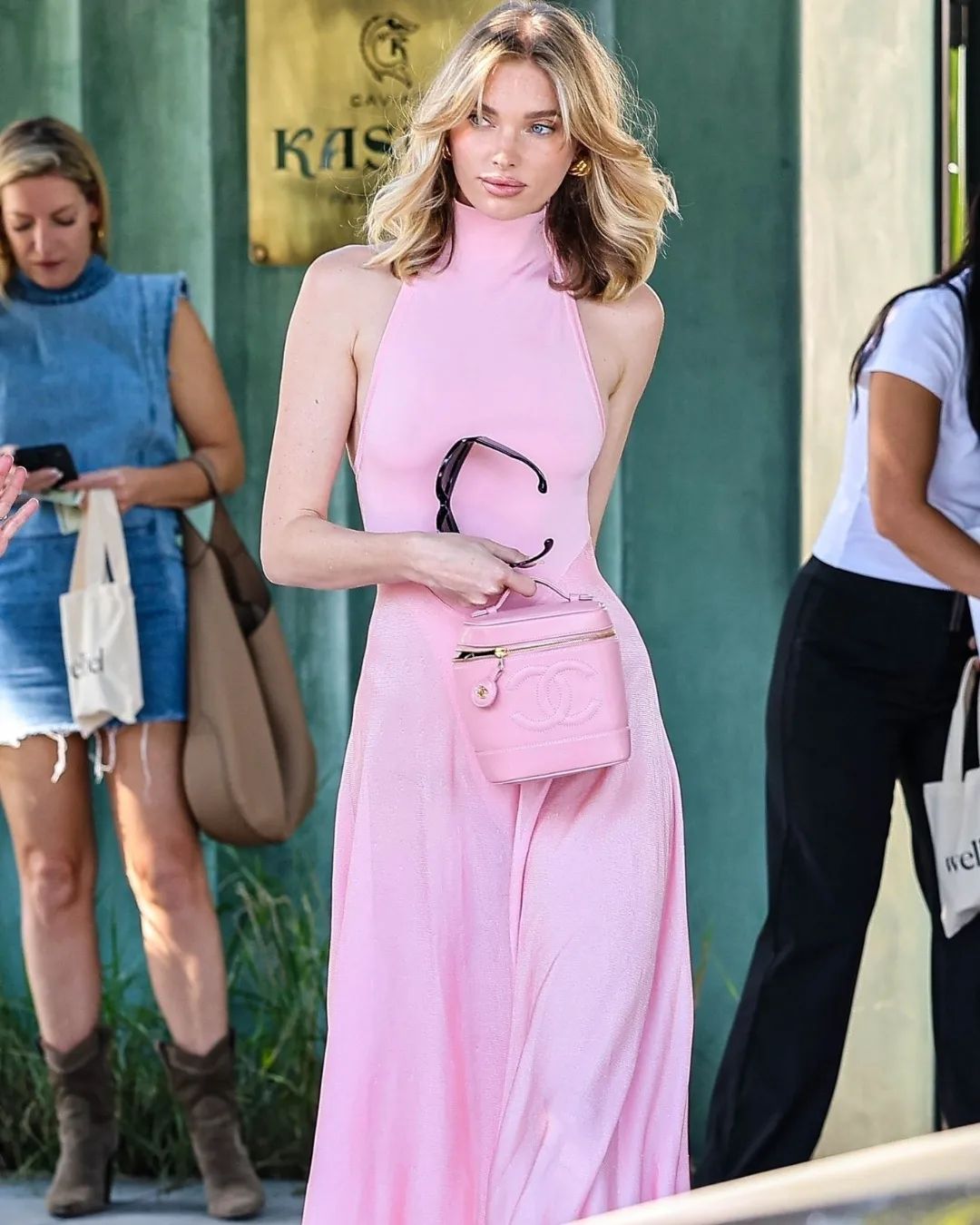 Halter A Line Maxi Dress Pink HV1567