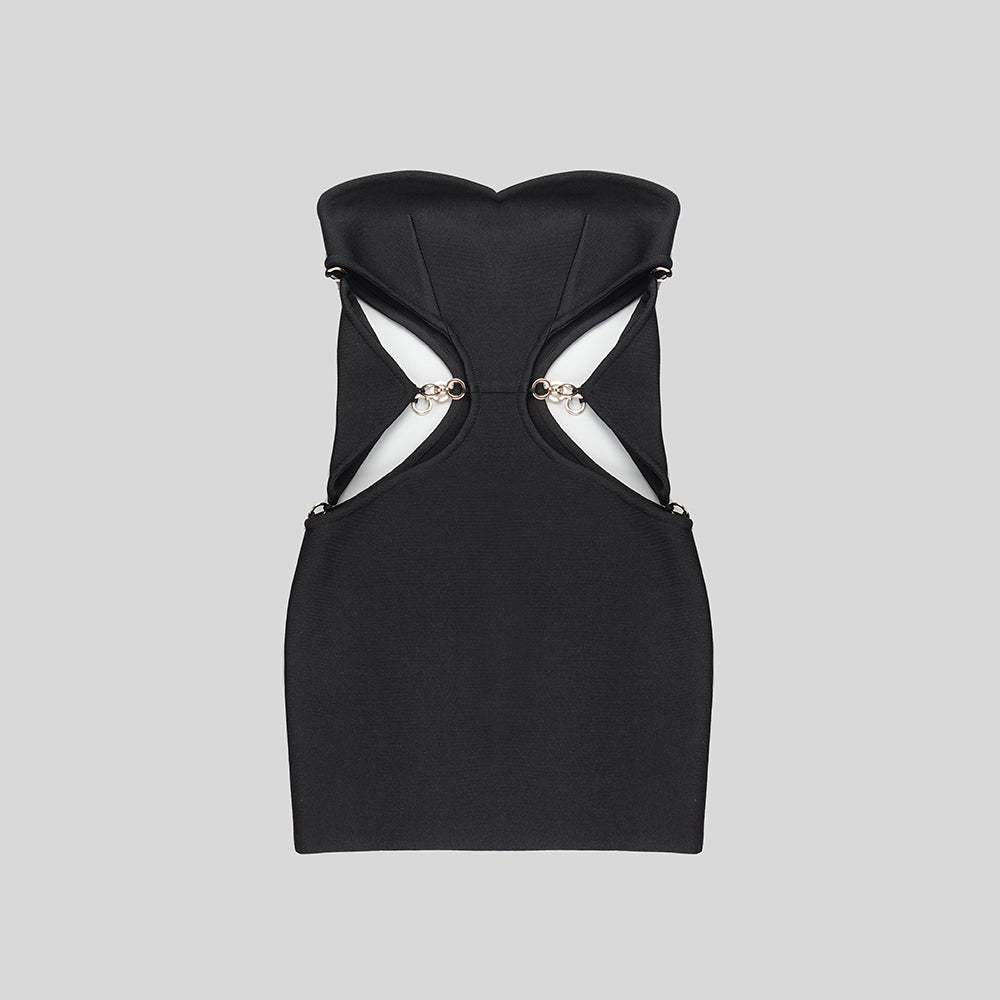 Strapless Cut Out Dress Black HV9729