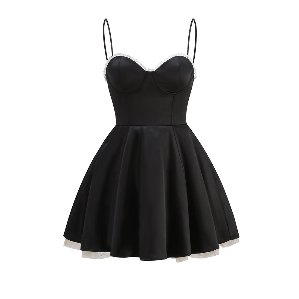 Lace Detail Bustier A Line Dress HV1258