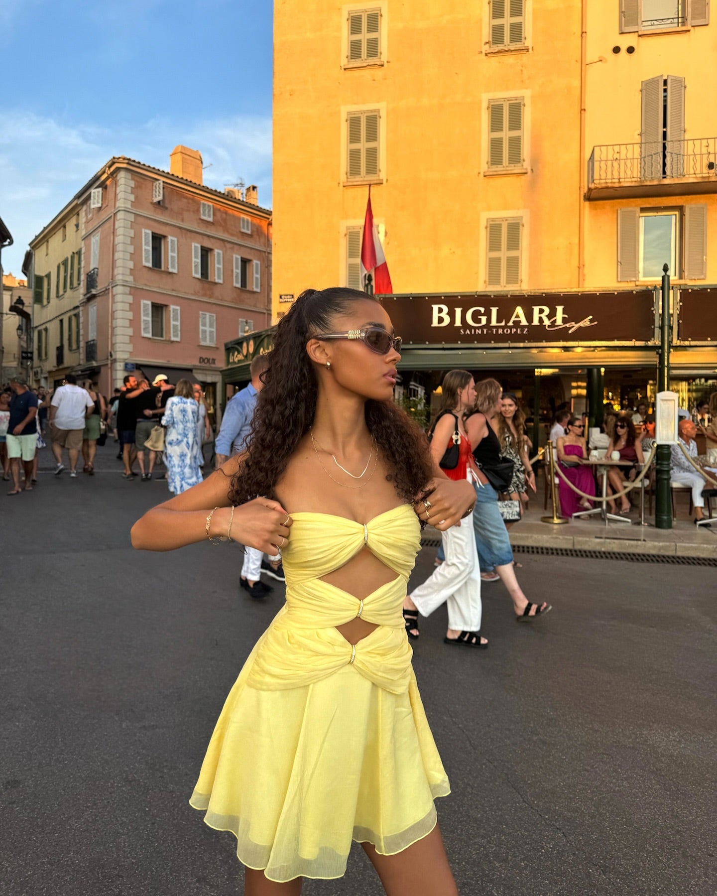 Strapless Ruched A Line Dress Yellow HV1651