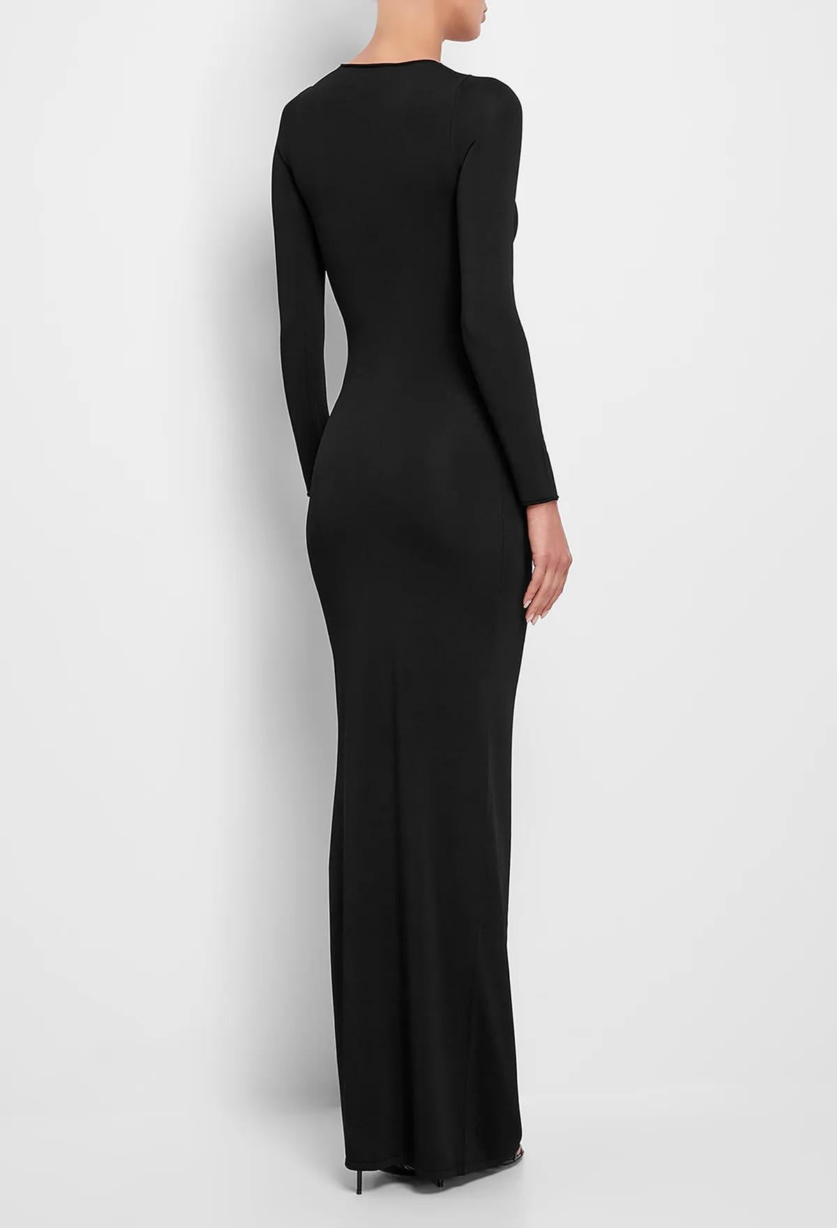 Long Sleeve Butterfly Cut Out Maxi Dress Black HV1067