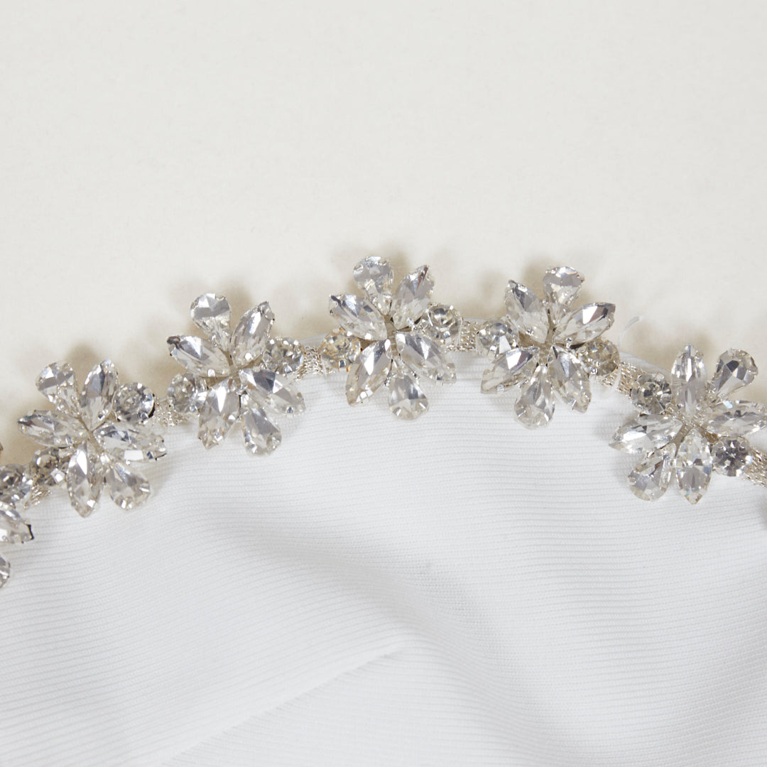 Strapless Crystal Floral Dress White HV3311
